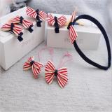 Bộ bờm nơ, kẹp, dây buộc tóc 7 món handmade (Kẻ sọc)