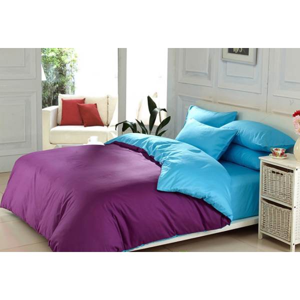 Bộ chăn ra gối Tencel Shop 230x250 cm (Tím phối xanh)