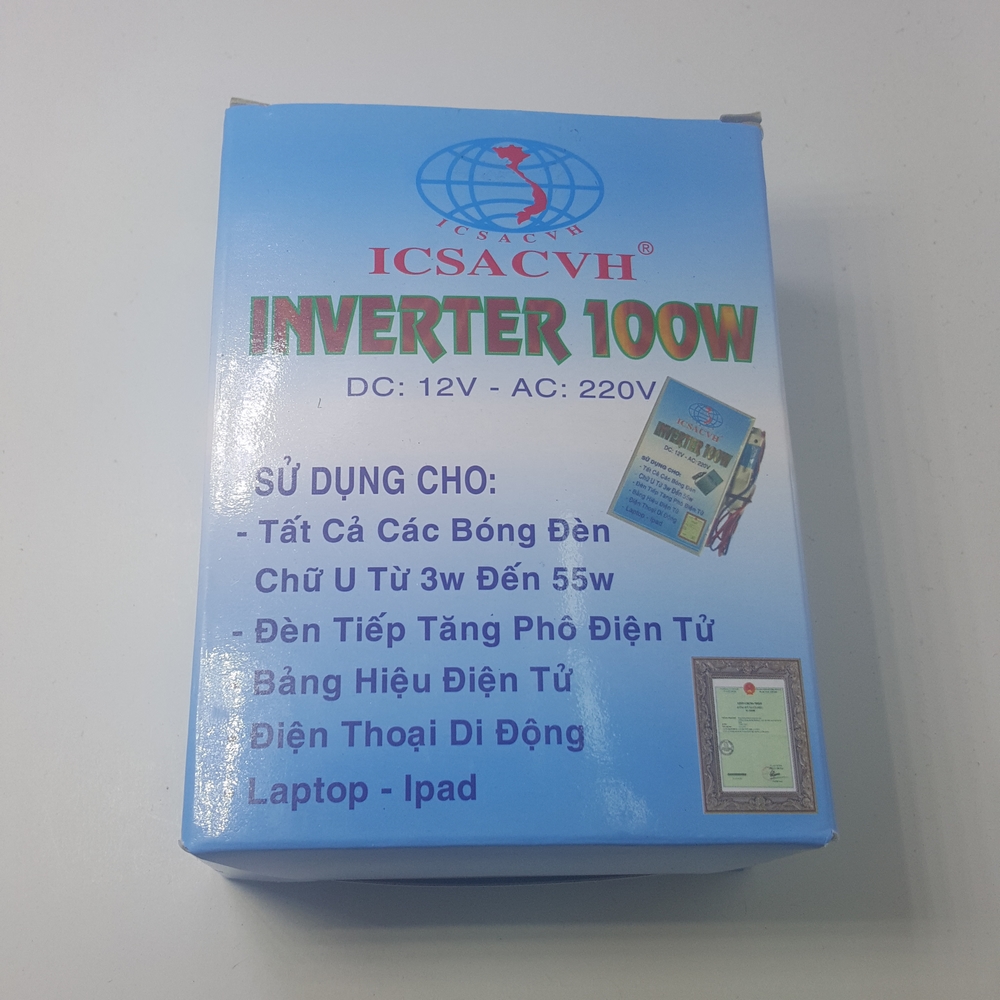 [HCM]Bộ đảo điện 12v ra 220v công suất 100w (Xanh)
