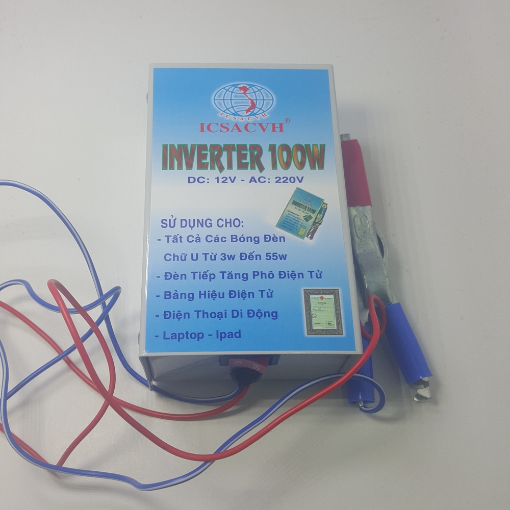 [HCM]Bộ đảo điện 12v ra 220v công suất 100w (Xanh)