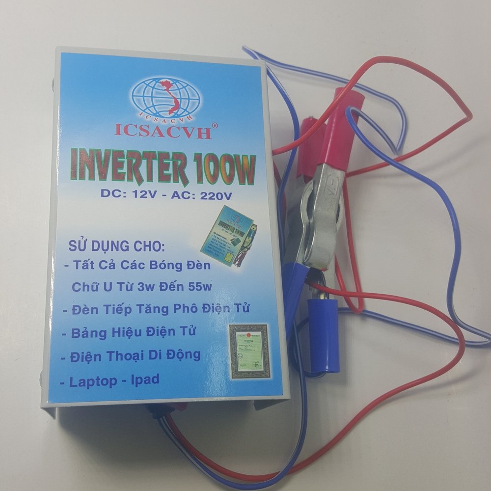 Bộ đảo điện 12v ra 220v công suất 100w (Xanh)