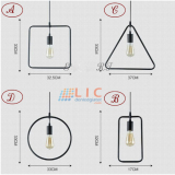 Bộ Đèn Trang Trí 5 Hình Dẹt Sắt Đen Lic