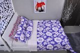 Bộ drap phủ lụa cotton P24-10 (họa tiết hoa trắng nền xanh)