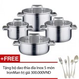 Bộ nồi Elo Multilayer 4 món + Tặng bộ dao thìa dĩa Inox 5 món IronMan