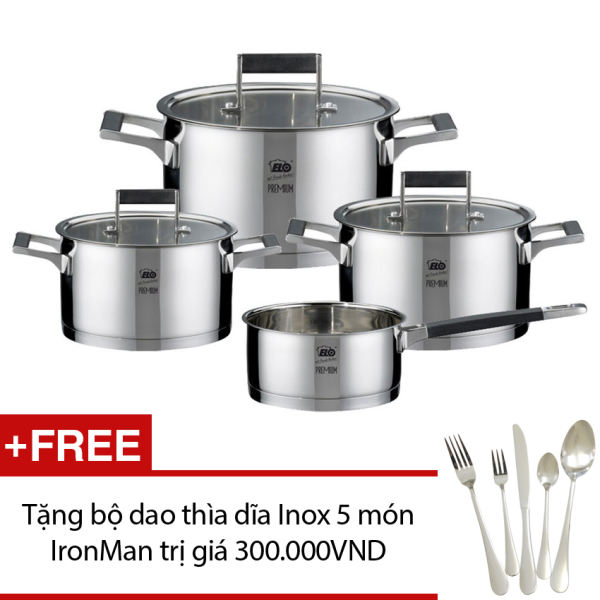 Bộ Nồi Elo Premium Skandinavia 4 Món + Tặng bộ dao thìa dĩa Inox 5 món IronMan