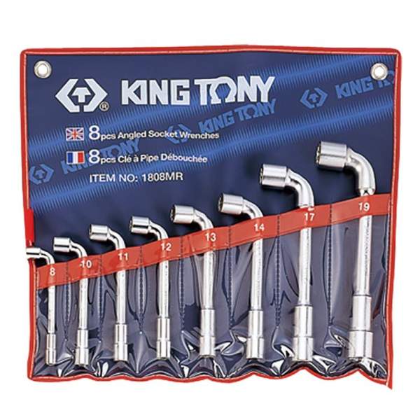 Bộ ống tuýp 8 cái hệ mét Kingtony 1808MR 8-19mm (Đỏ)