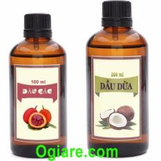Bộ sản phẩm dầu dừa và dầu gấc dưỡng da Ogiare nguyên chất 100% (Xám đỏ)