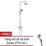 Bộ sen cây tắm nóng lạnh inox Zento SUS8302 + Tặng 1 vòi xịt vệ sinh Zento ZT5116-1 (Trắng)