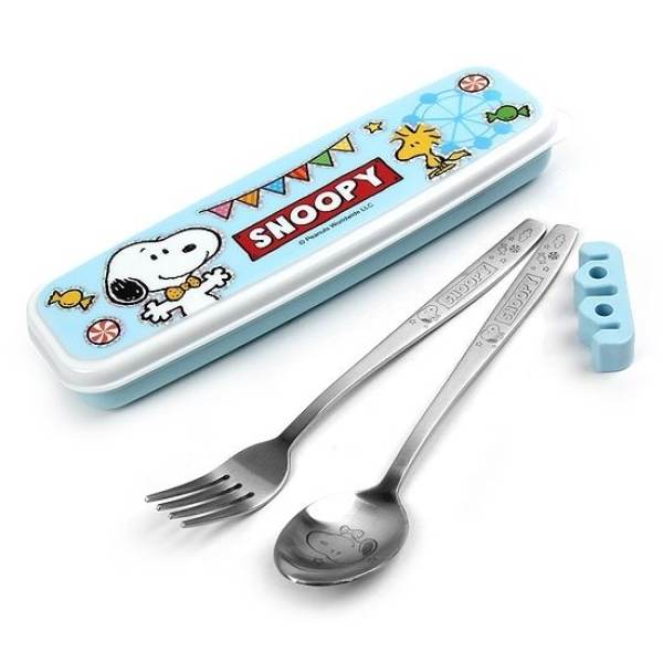 Bộ thĩa dĩa inox và hộp đựng Lock&Lock Snoopy Amusement Park LSP003 (Xanh)