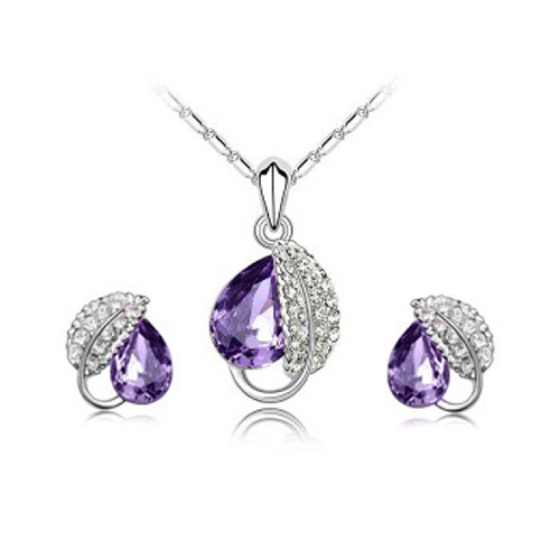 Bộ trang sức chiếc lá Minhtueshop (Tím)