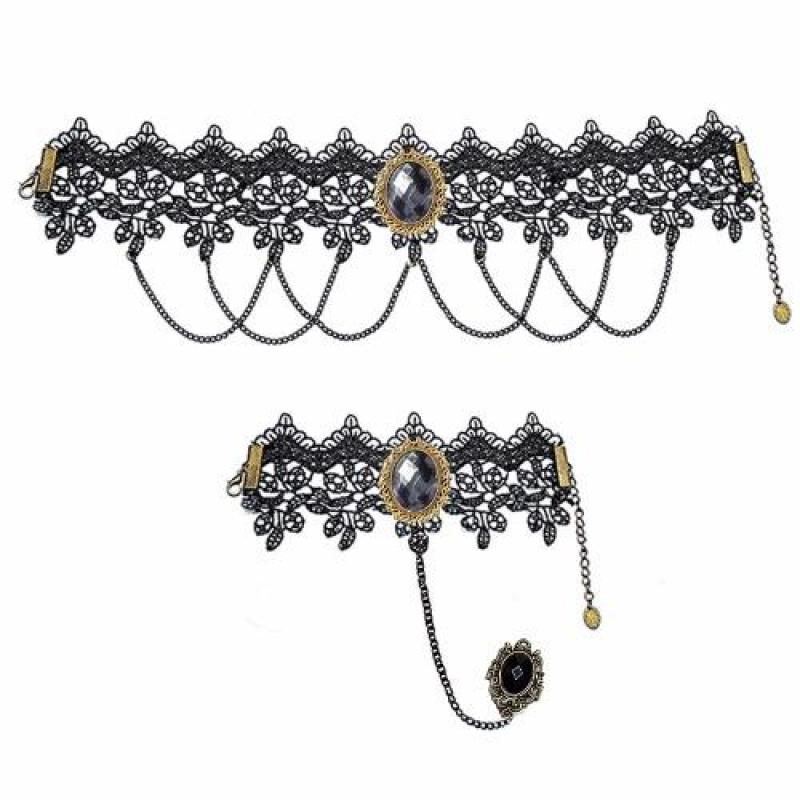 Bộ Vòng Tay Và Vòng Cổ Choker Ren BLACK MIRROR SET2-9803B-179