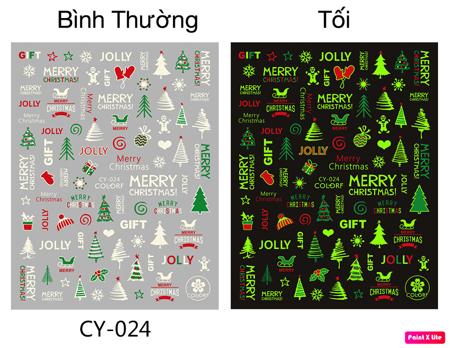 Sticker Noel Dạ Quang Trang Trí Móng CY1