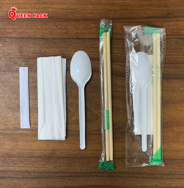 Sét 100 Bộ Combo Đũa - Thìa - Tăm - Giấy ăn