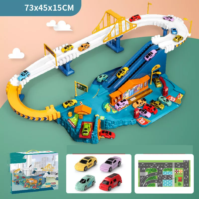 Đồ chơi mô hình đường đua kỳ thú đường hầm khủng long 5501A/mô hình Garage ô tô cỡ lớn 5 tầng 3302A