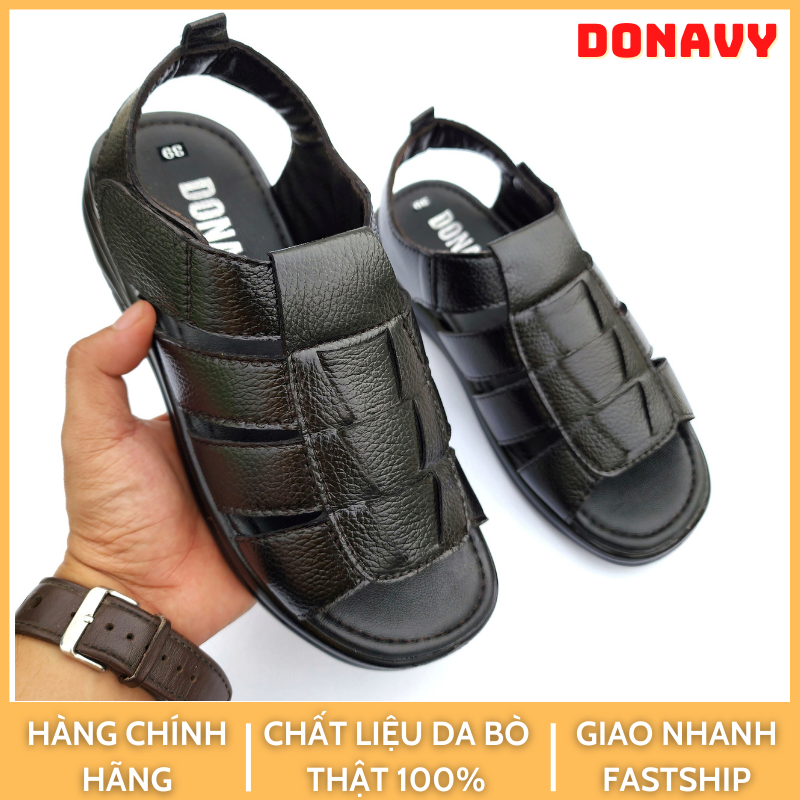 Giày Sandal Da Bò Cao Cấp Kiểu Dáng Trẻ Trung Tuyệt Đẹp Dễ Phối Đồ Có Đế Cao Su Chống Trơn Trượt D.SN8C