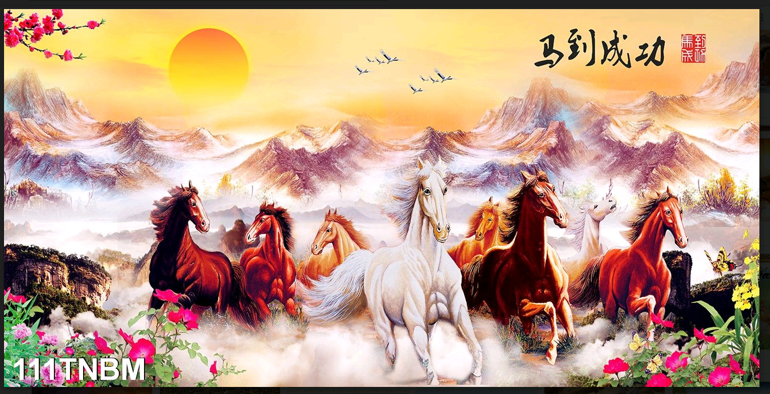 Tranh dán tường Mã Đáo thành công kèm keo