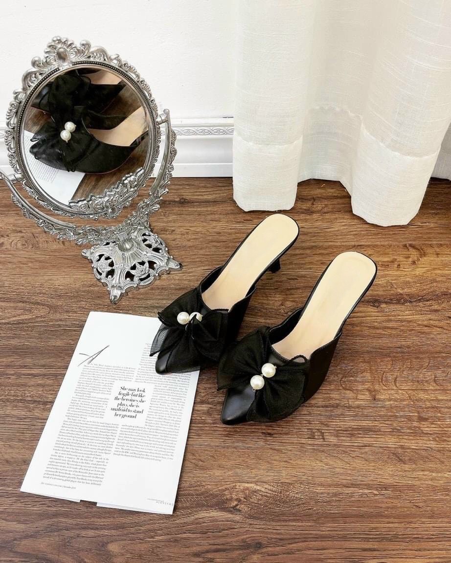 Guốc sục bít mũi  nơ  bánh bèo, gót kiểu  5p T&T