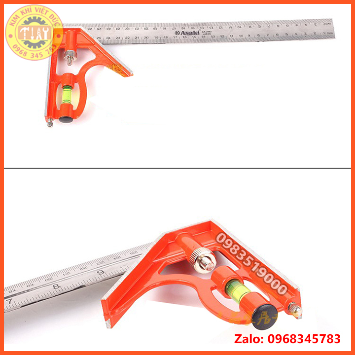 Thước ke góc vuông đa năng 30cm, thước ê ke thủy 300mm asaki ak-2592