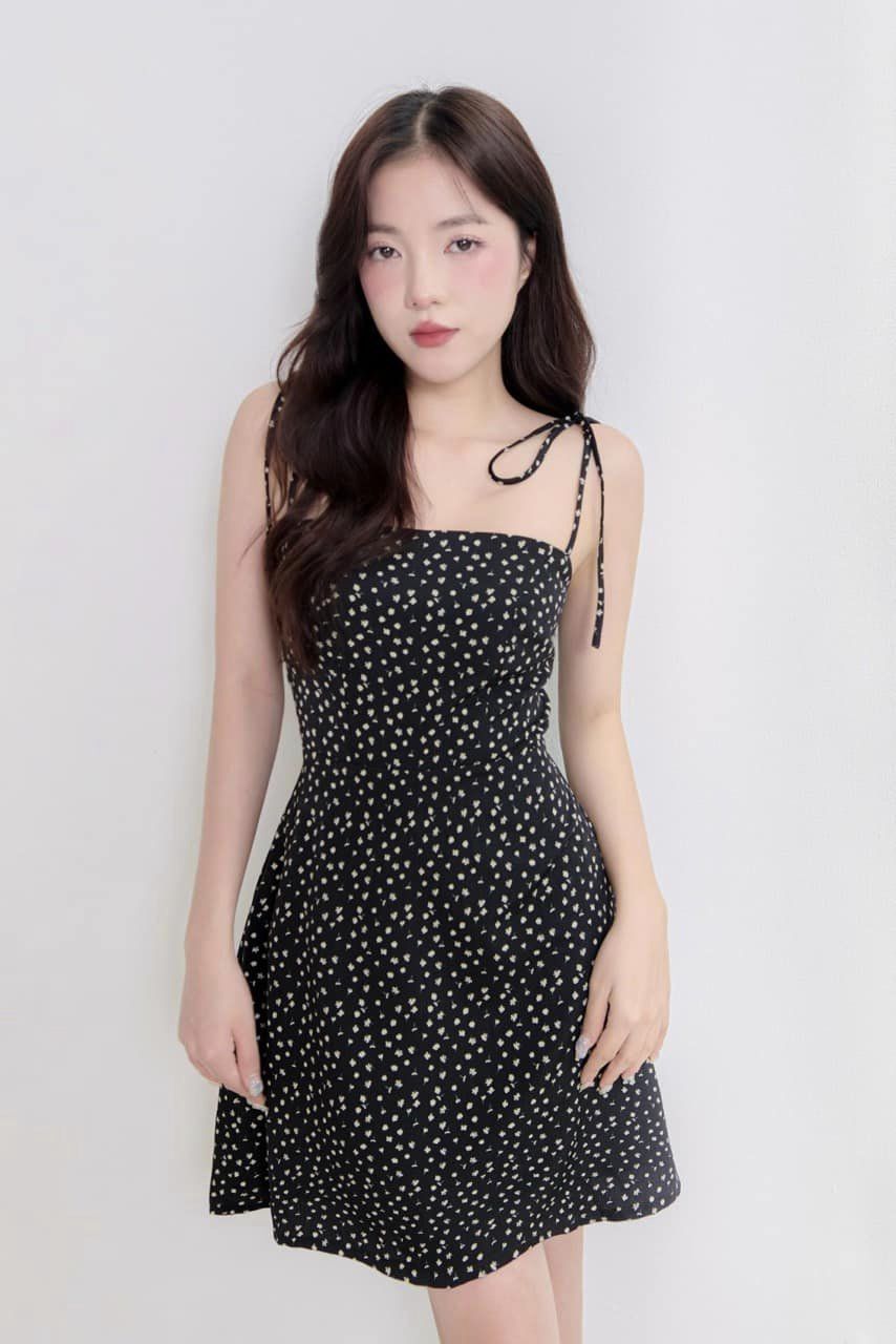 Đầm seri - đầm 2 dây hoa nhí