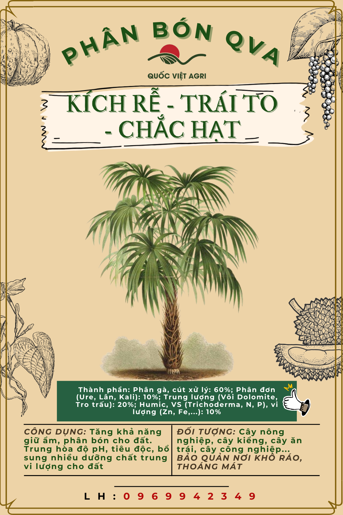 Phân bón QVA Kích rễ - Trái to - Chắc hạt (1kg-3kg)