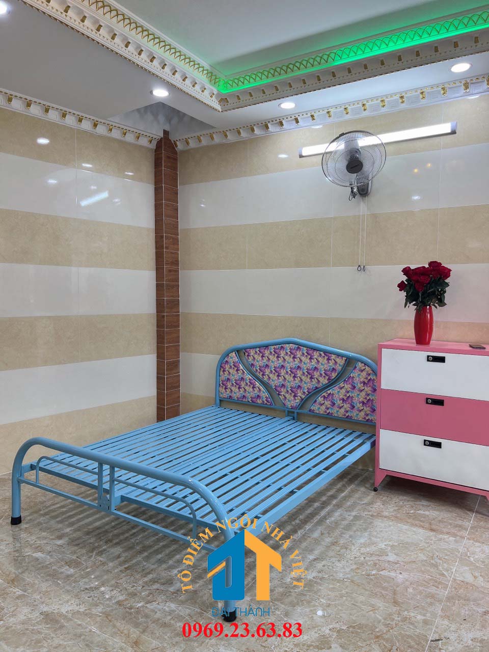 Giường  sắt ngang 1M4 dài  2M – GS04