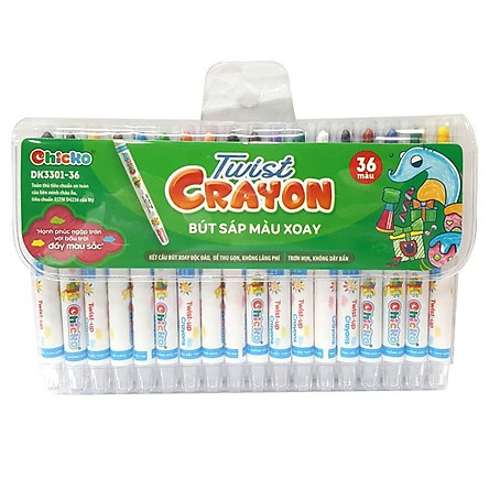 Bút sáp màu xoay twist crayon 36 màu - túi nhựa pvc: dk3301-36