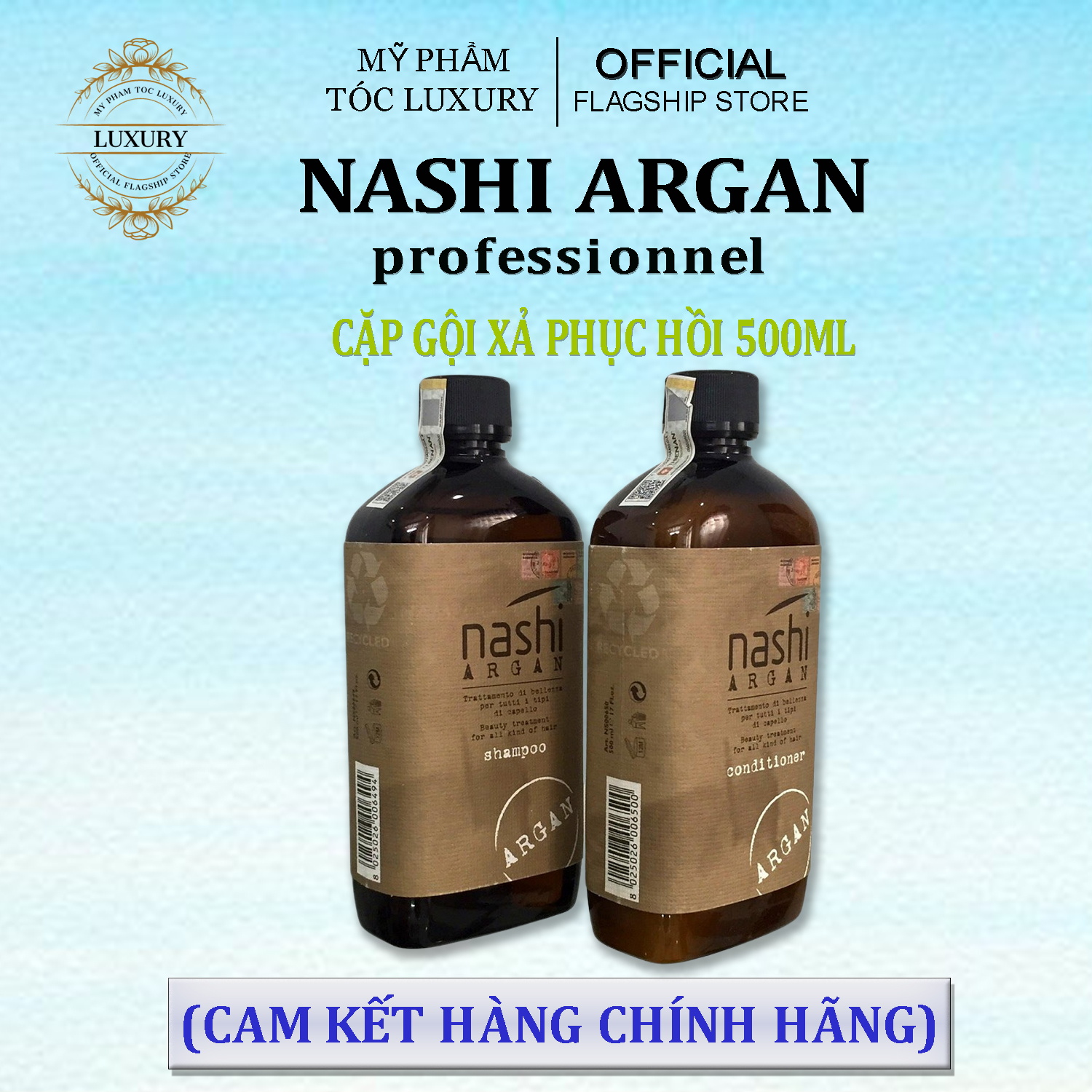 Dầu gội xả Nashi Argan phục hồi tóc 500ml-200ml