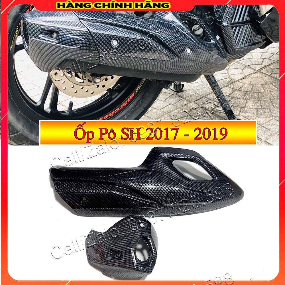 Ốp pô sh 2017 - 2019 sơn vân carbon hàng chính hãng artistar, ốp pô sh 2017, 2018, 2019; ốp pô kèm chụp đuôi pô sh 2017 - 2019; ốp bô sh việt