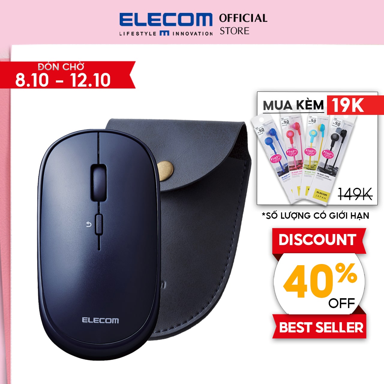 ELECOM m-tm10bb Bluetooth wireless mouse silent ultra-thin blueled battery 1.5 year (blue)