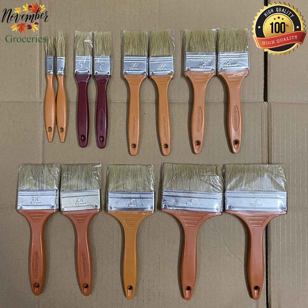Cọ Quét Sơn Cán Nhựa Vàng Đủ Size