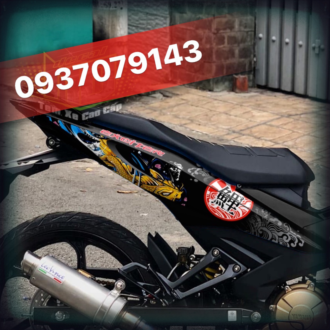 Tem rời xe Exciter 150 cá chép dán xe đen