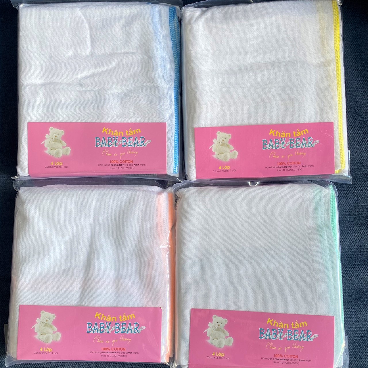 [HCM]Khăn Tắm sơ sinh 4 Lớp sợi dày BABY BEAR Túi 1 cái | Kích thước 75x95 cm | khăn sữa | khăn tắm 4 lớp