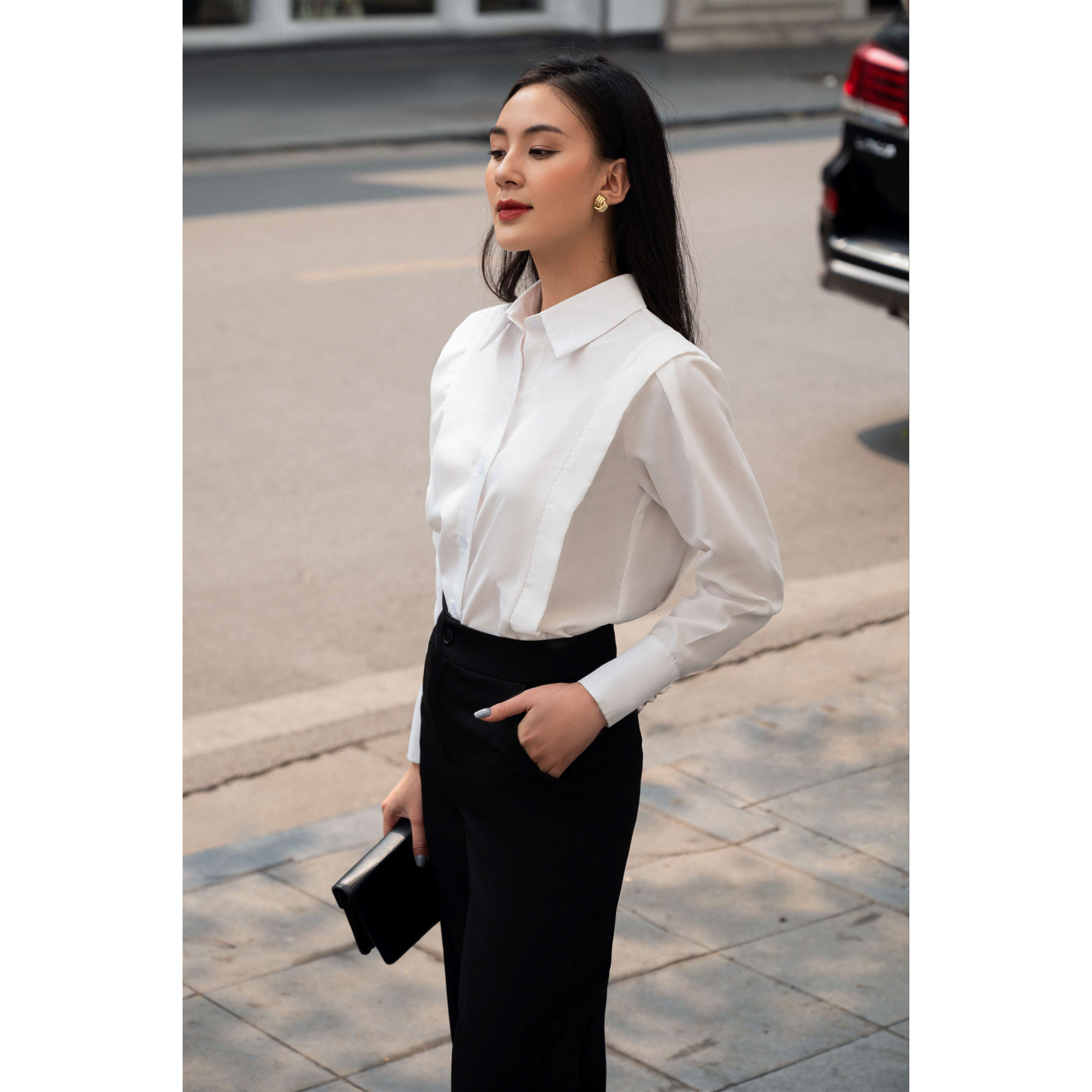 Sơ mi trắng viền kiểu SHI03222 - MAIIMER