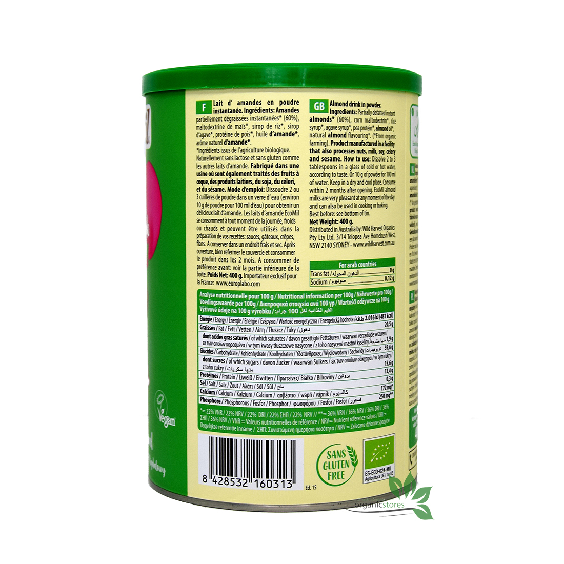 Organic almond powder sugar 400g-ECOMIL