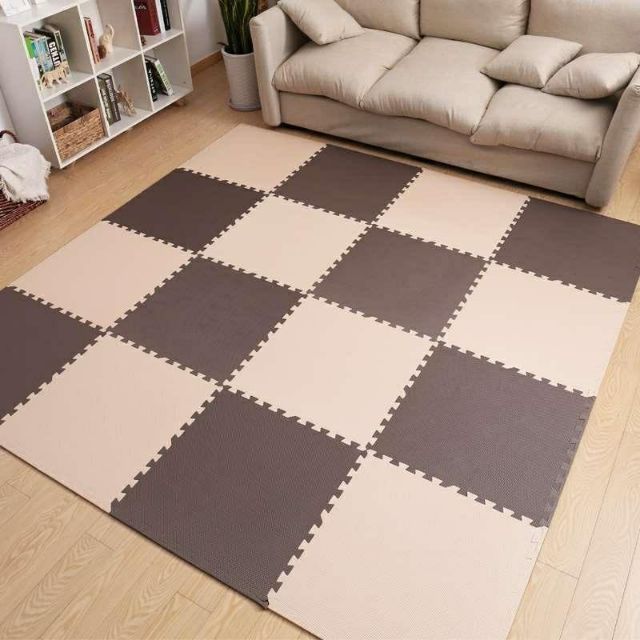 Thảm xốp màu nâu và kem 60×60×1cm