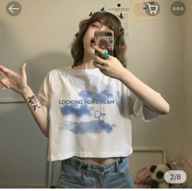 Áo thun croptop in chữ sake poche (VIDEO+ HÌNH THẬT)