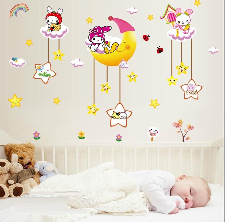 Decal dán tường Thỏ trăng- T164-kiddecals