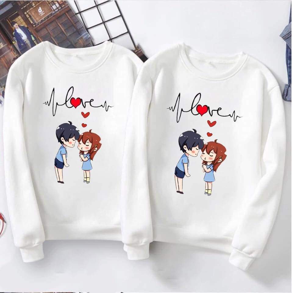 Men's and Women's Couple Sweater - double-breasted puff-sleeve shirt [PRICE] price of 1 shirt