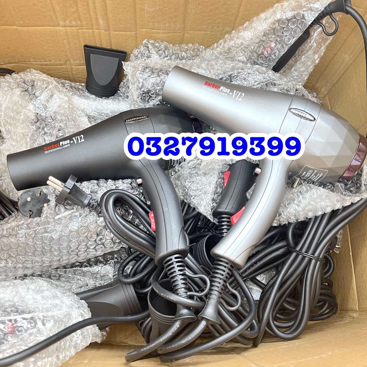 Barber Plus Máy sấy tóc V12 2600W cao cấp 3m3và 2 đầu sấy tạo kiểu cho mái tóc bóng mượt và không bị xoăn rối