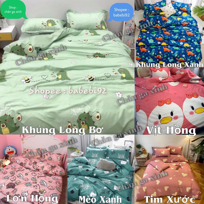 Bộ 5 món vỏ chăn ga gối cotton poly cao cấp