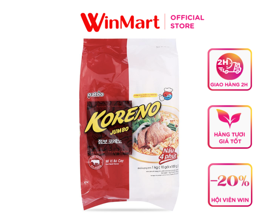 [Siêu thị WinMart] - Mì vị bò cay Paldo gói 1kg