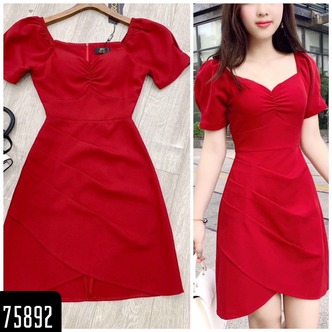 Đầm body tay con cổ vuông-HN#damnu 40-71kg