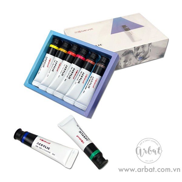 Set màu acrylic cơ bản Miya tuýp 12ml