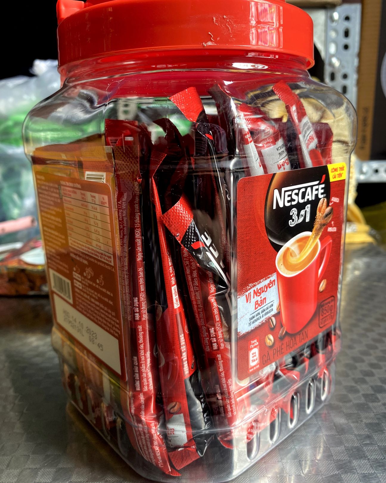 NESCAFE 3IN1 RANG XAY HÒA TAN - HỦ 850g (50 gói x 17g)