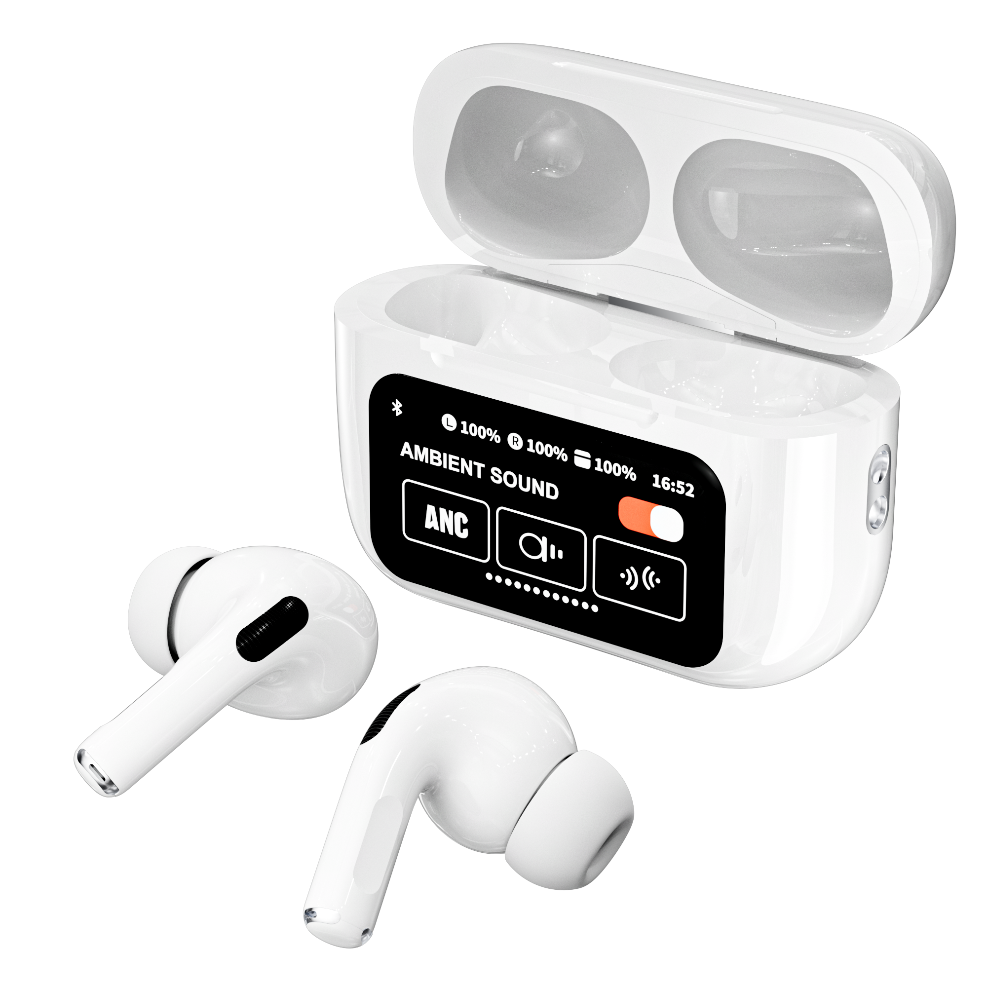 Polvcdg-A9 Pro Full-Color Touch Screen Bluetooth Headset Multi-Kinetic Lcd Screen ABC/ENC Dual Noise Reduction In-Ear Headset
