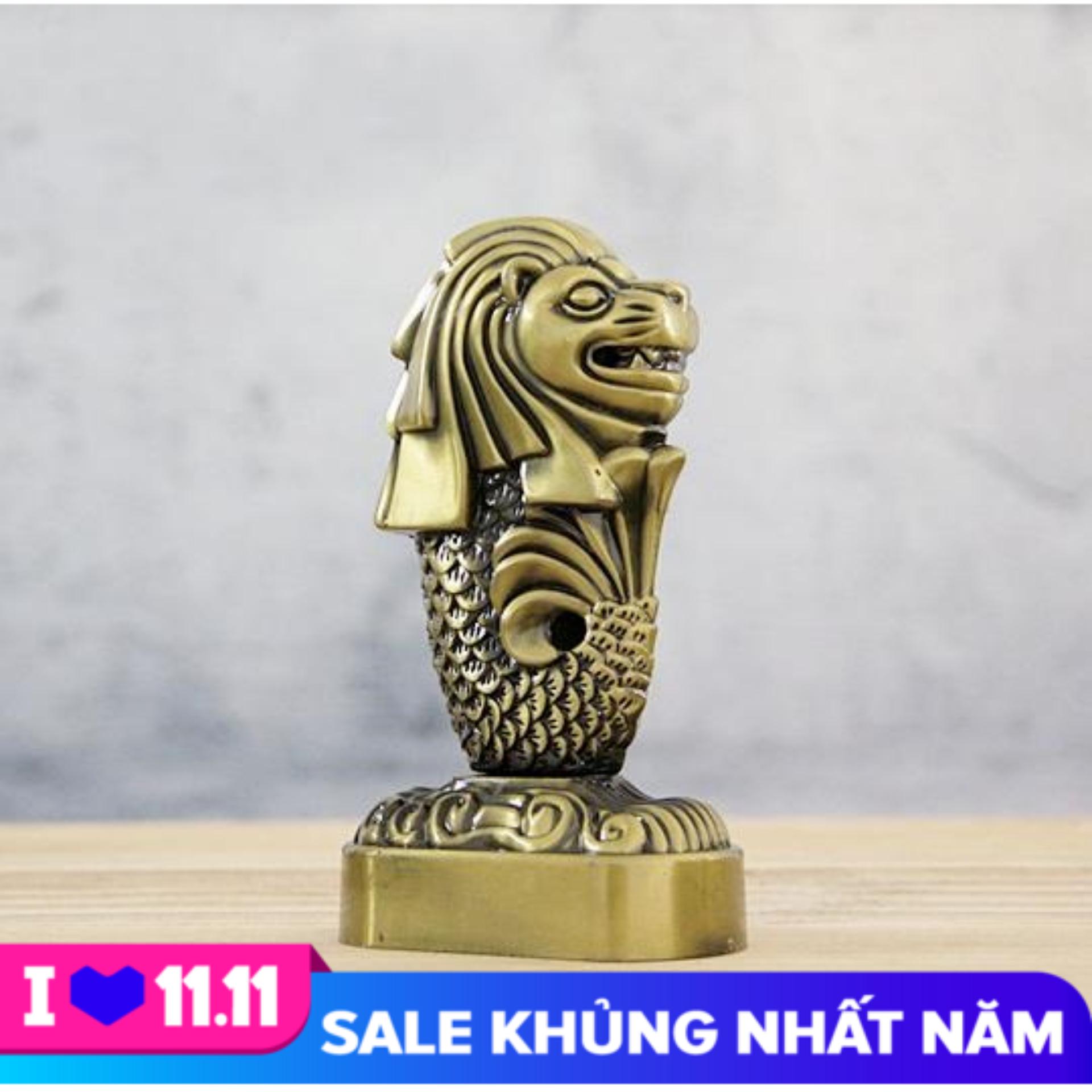 [HCM SHIP NHANH]Mô hình sư tử biển Merlion cao 15.5 cm (Màu Vàng Rêu)
