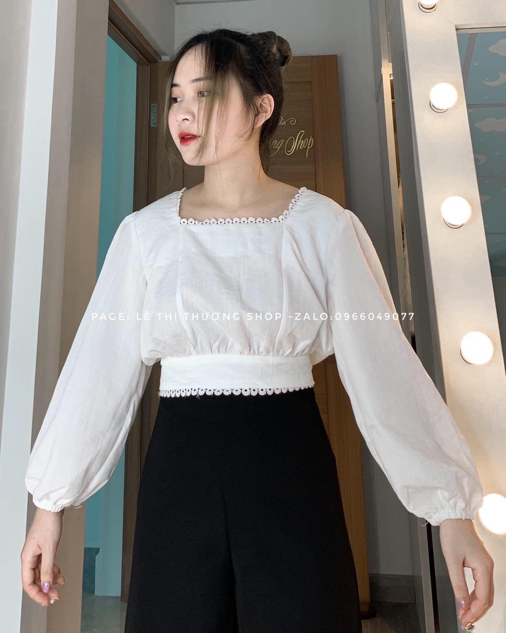 ☀️SET QUẦN SUÔNG + ÁO KIỂU CỘT SAU PHỐI REN