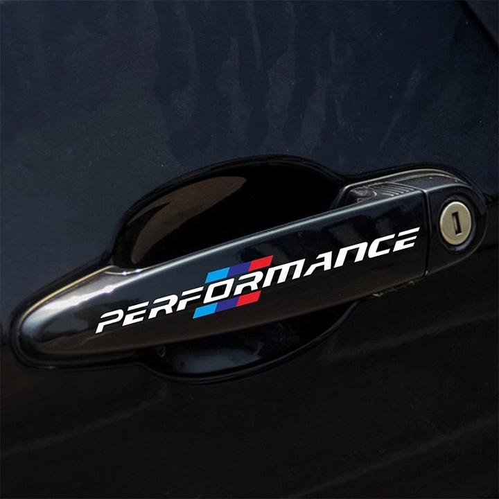 [HCM]Bộ 4 tem dán tay nắm cửa xe ô tô Performance (trắng)