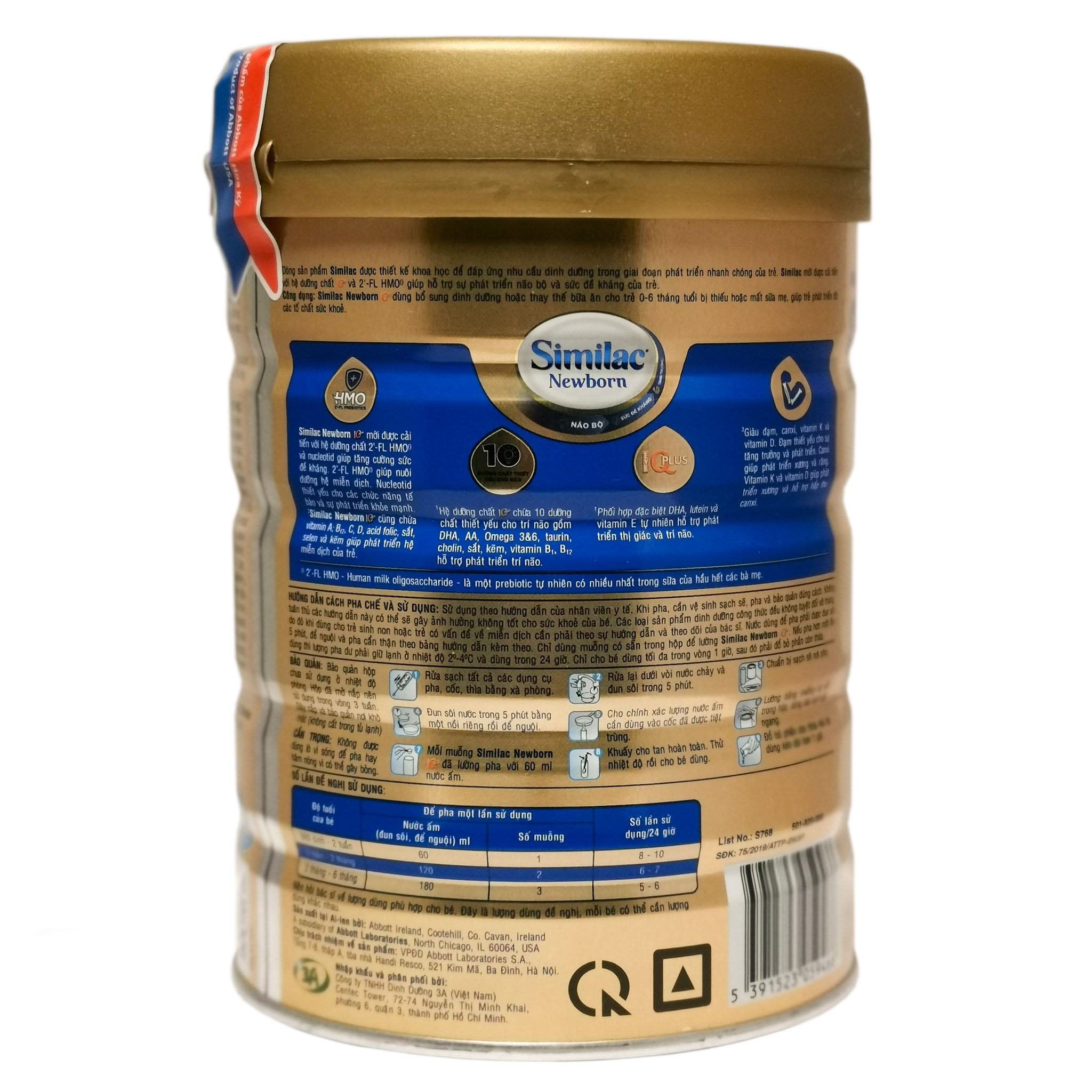 sữa bột abbott similac prodi-g 5 HMOs số 0+ lon 850g