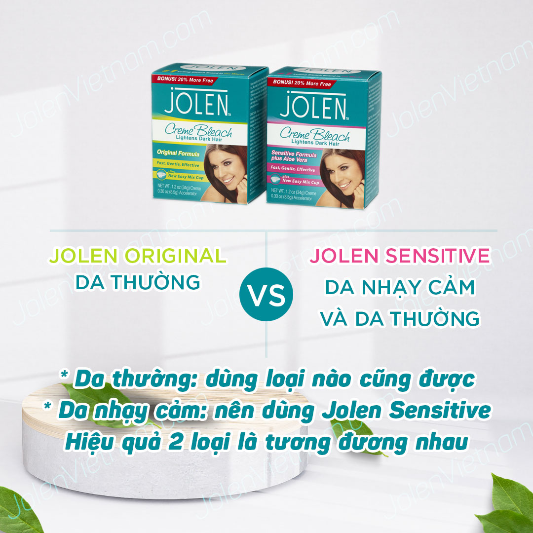 Kem Tẩy Màu Lông Jolen 42gr Sensitive cho da nhạy cảm - Nhập Mỹ (Kem Làm Nhạt Màu Lông/ Kem Nhuộm Lông Mày)